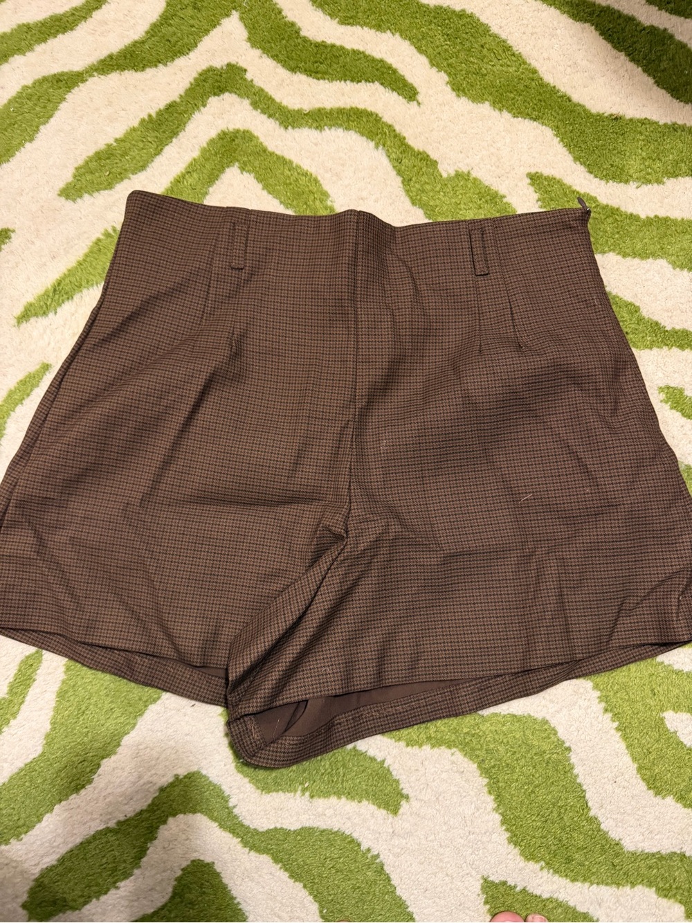 Zara High Waist Brown Check Women's Shorts